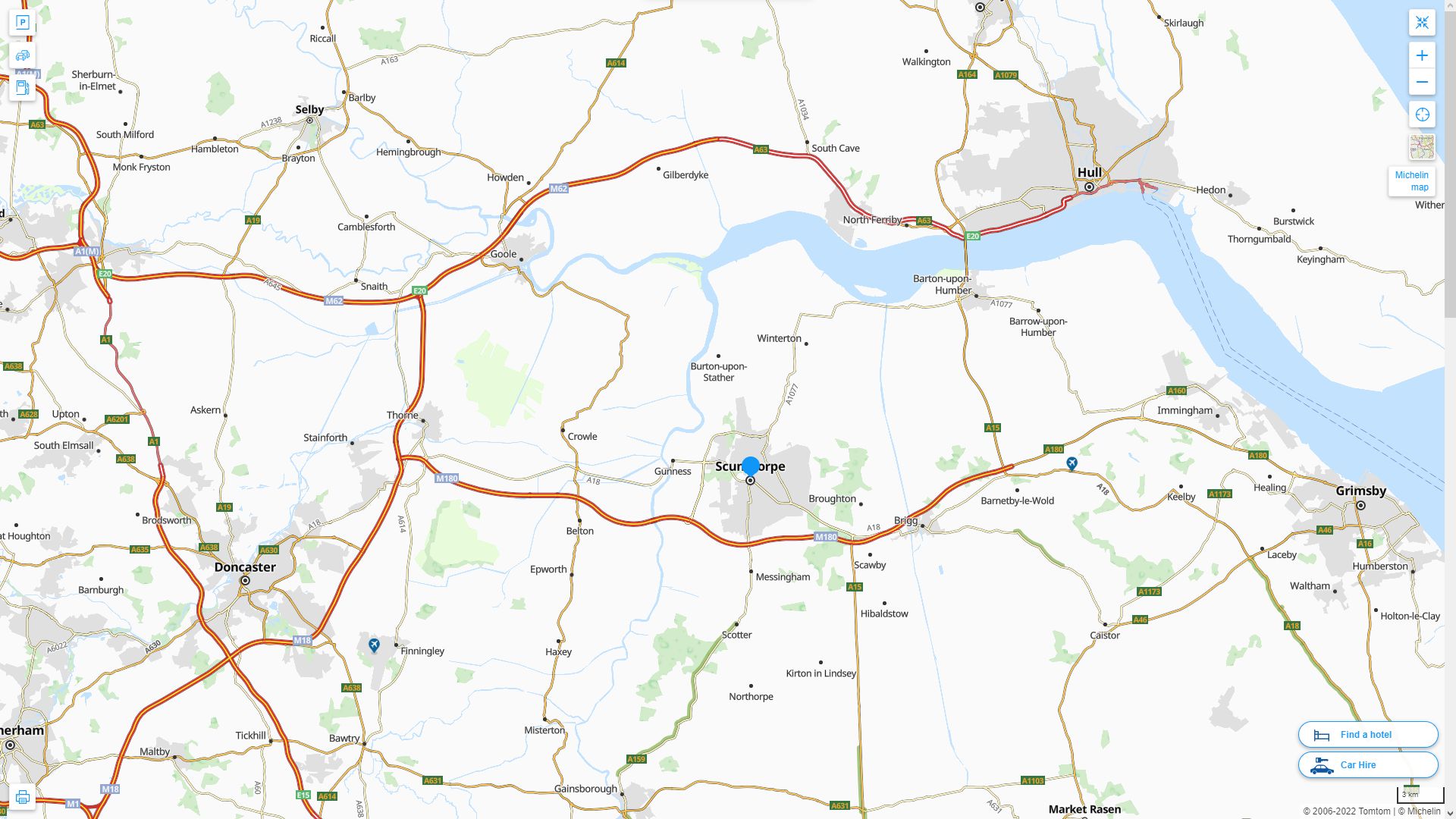 Scunthorpe Highway and Road Map